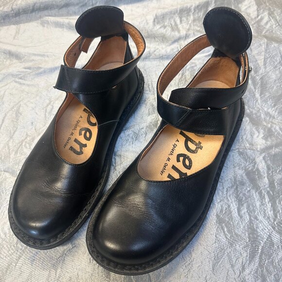 Trippen Vivienne black Leather Wrap Strap Shoe 38 / US 7.5 - Picture 1 of 6